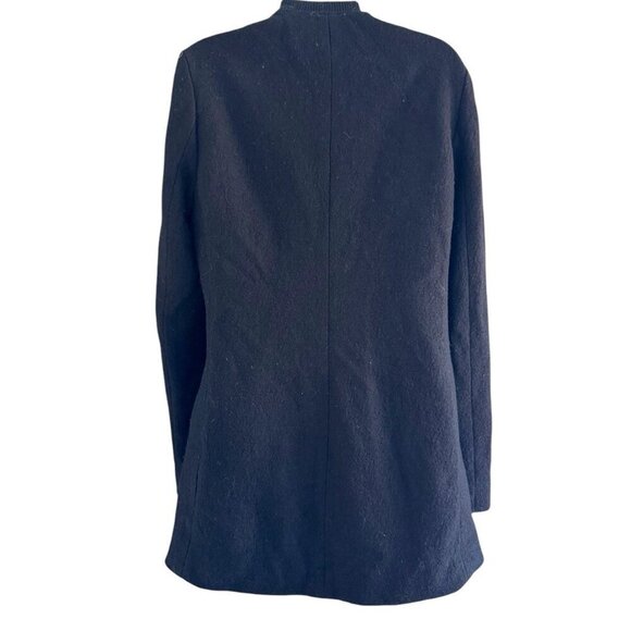 H&M Divided Women's Sz 8 Black Wool Blend Boucle Zip & Snap Up Coat Jacket - Picture 4 of 10